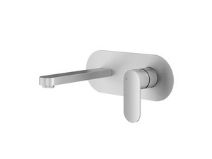 Olmo Wall Mounted Basin Mixer Tap in Brushed Chrome