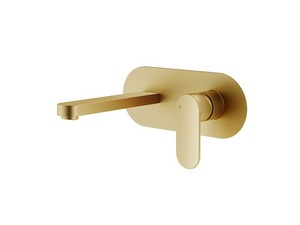 Olmo Wall-mounted basin mixer in satin gold
