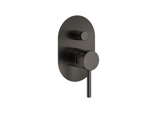 Stelo Gun Metal Built-in Shower Mixer Tap Plate with Diverter