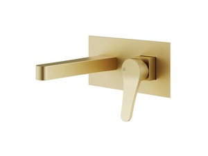 Mamba Wall-Mounted Sink Mixer Tap without Drain in Satin Gold