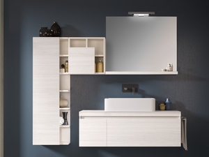 Mobile Bagno Qubo 1 Cm Bianco Matrix Con Toppino Per Lavabo Appoggio Iperceramica