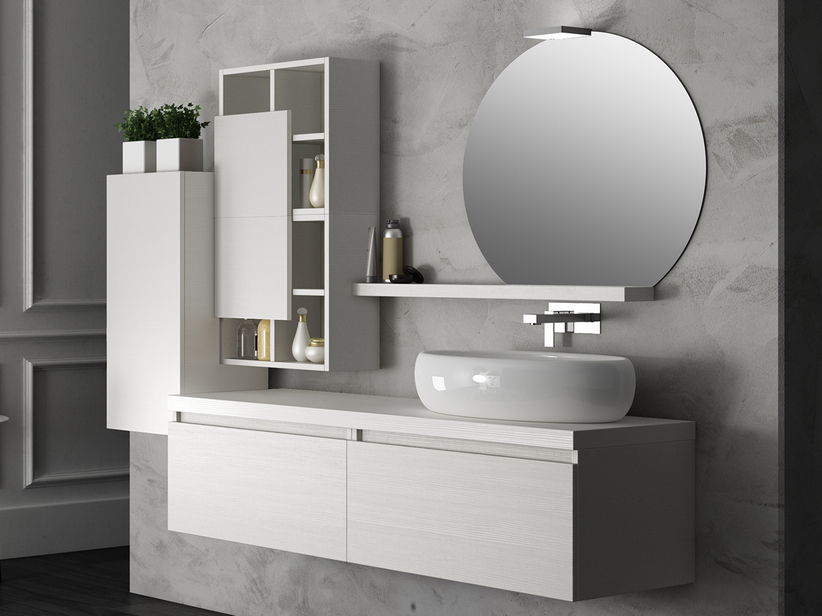 Qubo Bathroom Furniture 140 Cm White Matrix With Top Iperceramica