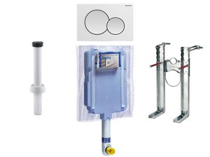 GEBERIT® SIGMA8 Built-In Cistern with White Dual Flush Plate for Wall-Hung Pan with Rim