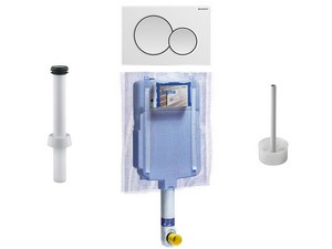 GEBERIT® Einbauspülkasten SIGMA8 mit 2-Tasten-Betätigungsplatte Weiß für Stand-WC Spülrandlos