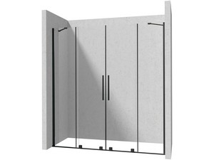 Duschkabine Prizma 2 Schiebetüren 180 cm H195 Erw 88/90-88/90 6 mm Glas Transparent Profile Schwarz Matt