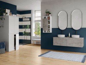 Qubo Bathroom Furniture 140 cm 2 Drawers with Oxide Grey Top