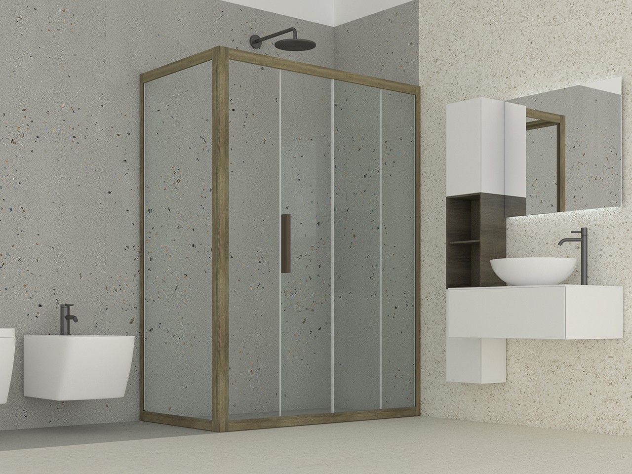 Om 150X90 H200 Angular Shower Enclosure Sliding Door And Fixed Side 6 ...