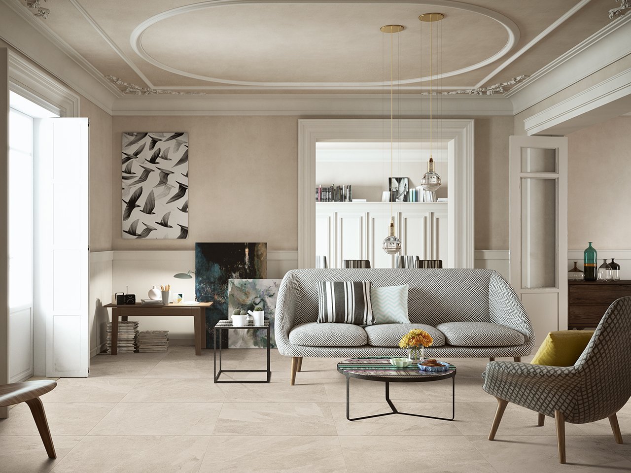 Piastrella Absolute White 60X60 Gres Effetto Pietra Ardesia Bianco ...