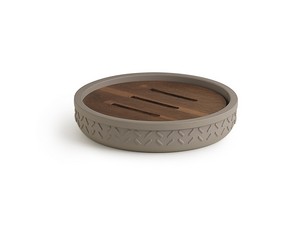 Lya Soap Dish in Grey/Natural Dark Bamboo Wood