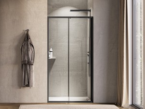 Porte de douche coulissante Alfa 100 cm verre 6 mm transparent noir mat