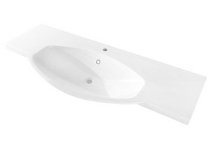 Alyssa Unitop Built-in Washbasin 121X49 in White Glossy Resin