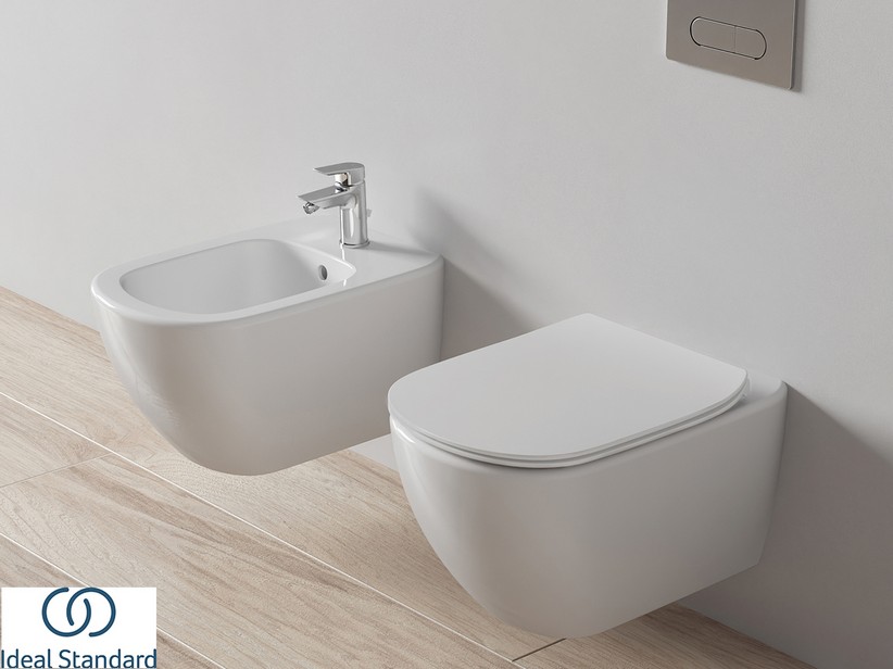 WC suspendu Tesi Rimless blanc soie mat