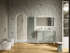 Mobile Bagno LERICI L120 cm a Terra con 4 Cassetti finitura Verde Opaco con Lavabo Unitop in Ceramica