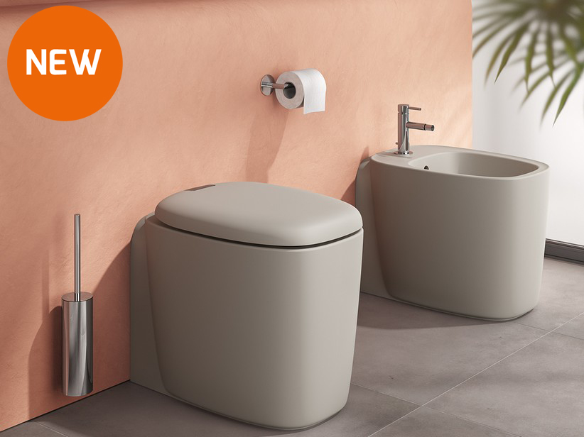 Plural Floor-Mounted Back-to-Wall Sanitary Ware Matt Taupe