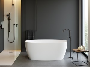 GINEVRA FREESTANDING BATH 150X70 cm WITH OVERFLOW MARBLE RESIN MATT WHITE