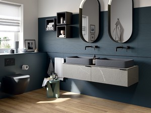 CLASS GRES BATHROOM FURNITURE 140 CM 2 DRAWERS AND TOP GRES PIASENTINA STONE MATT