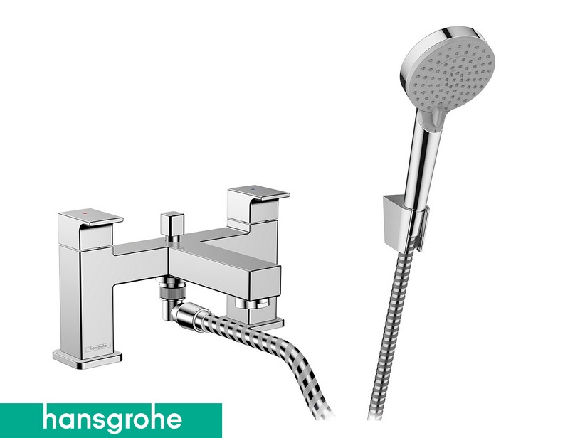 2-Loch-Mischbatterie für den Badewannenrand Hansgrohe® Vernis Shape mit Umschaltventil und Handbrause Chrom