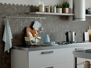 Mosaico Blade Grey 29x27 Gres Effetto Metallo Grigio