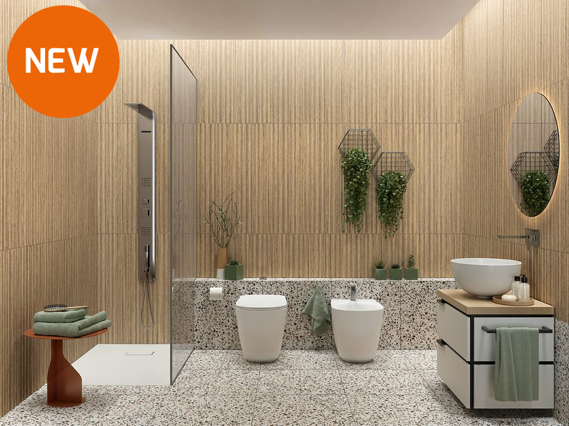 3D Wood Effect Bathroom Wall Tile 33x100 - Boiserie