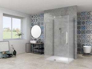 Box Doccia 3 Lati Mantra 100x80 H200 Est 79/81 - 93/100 Cristalli 8 mm Corrugati e Profili Cromo