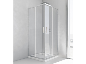 Cabine de douche d'angle Nice 70x70 h195 portes coulissantes verre 6 mm transparent chrome