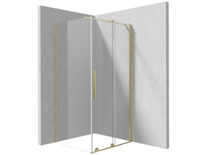 Prizma Corner Shower Box cm 120x70 H195 Ext 118/120-66/68 Sliding Door, Fixed Side, 6 mm Transp. Glass, Brushed Gold