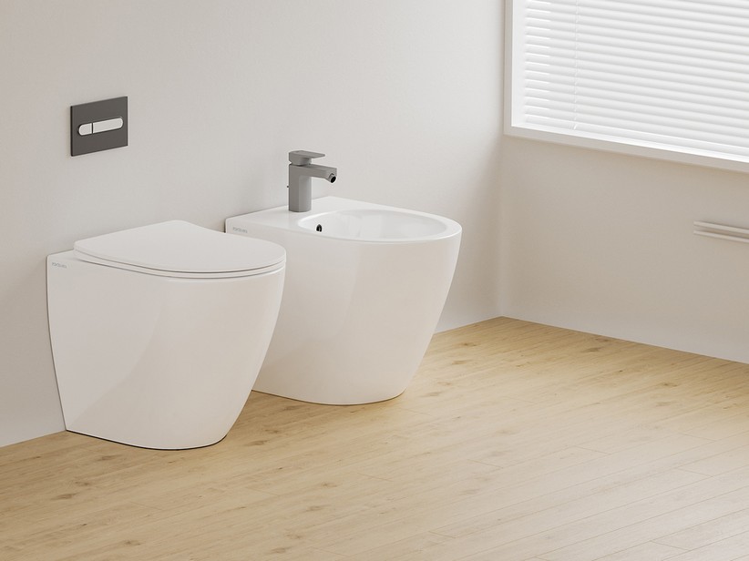 Sanitaires sans réservoir à poser gain de place Cardano Vortex P49 blanc brillant