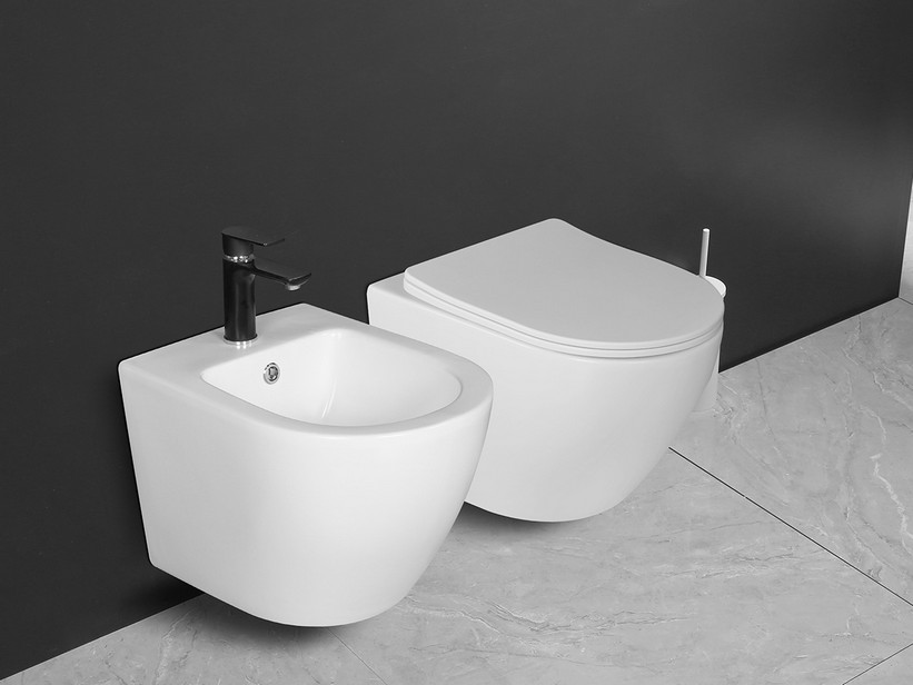 WC suspendu compact Cardano Vortex blanc mat