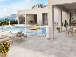 Cardiff Grey Out 2nd Choice 60x60 Stoneware Tile with Slate Effect for Outdoor Use Gray