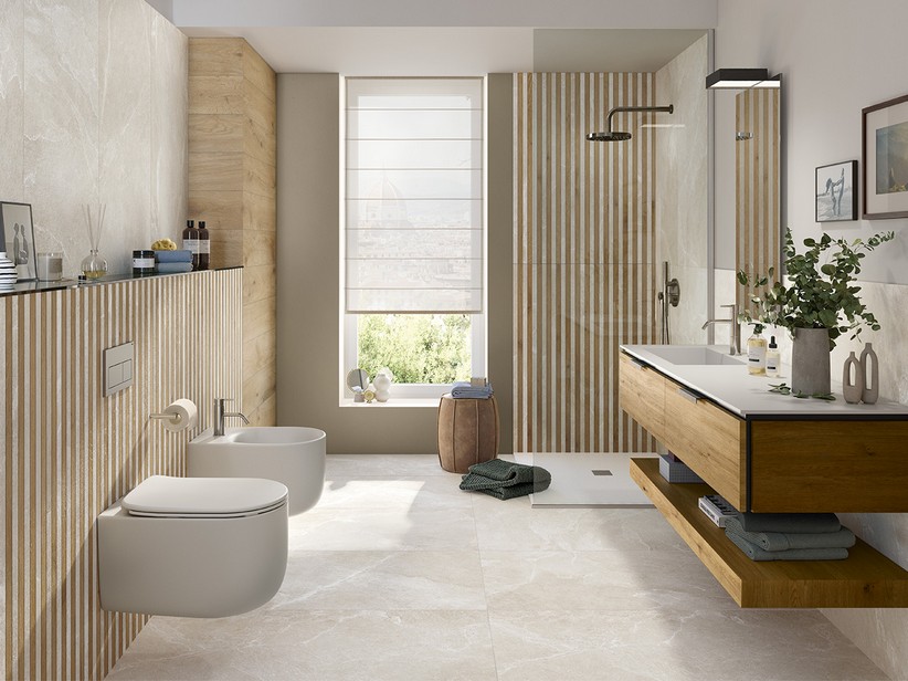 Carrelage salle de bains grès cérame rectifié effet ardoise - Cardiff