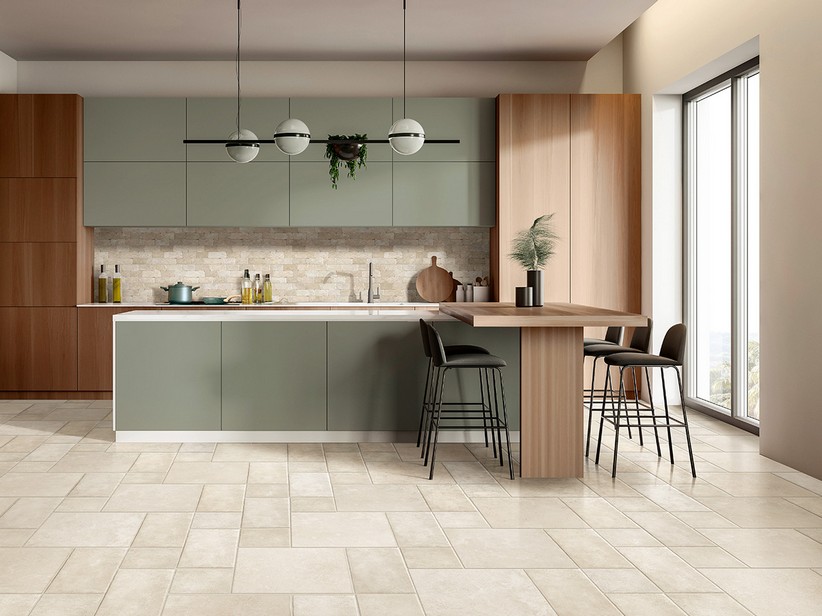 Multi-Size Stone-Effect Porcelain Kitchen Wall Tile - Chianca