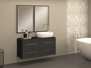 CLASSIC WALL-HUNG BATHROOM FURNITURE 120 cm 4 DRAWERS AND TOP FOR WASHBASIN GRAPHITE MATT