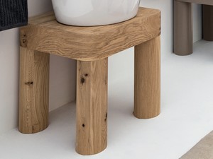 Support pour lavabo totem Kracklite Panka H45 cm en bois plaqué chêne