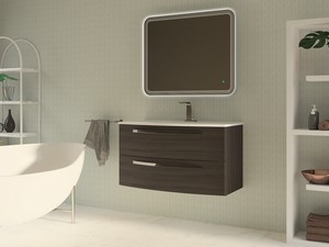 BATHROOM FURNITURE CORALLO 100 CM 2 DRAWER DARK GREY WITH RESIN UNITOP WASHBASIN