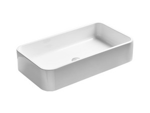 Aufsatzwaschbecken Cosa 80x45 ohne Armaturenloch aus glänzend weißer Keramik