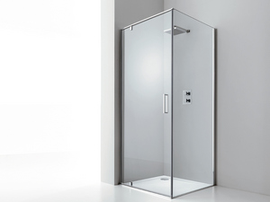 Cabine de douche d'angle Dado 80x100 h200 porte pivotante ouverture à gauche et paroi latérale verre 8 mm transparent chrome