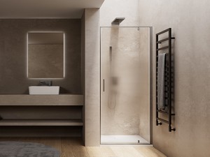DADO ROTATING HINGED SHOWER ROTATING HINGED DOOR 80 H200 RIGHT OPENING BLURRED GLASS STAINLESS STEEL EFFECT