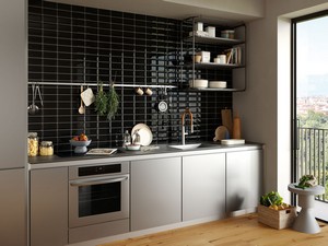 Fliese Diamante Black 7,5x15 Schwarz glänzend Diamanteffekt