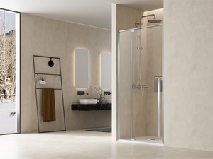 ERA Duschdrehtür Pivot für Nische cm 100 Re. Glasstärke 8 mm und Profile Edelstahl-Effekt gebürstet