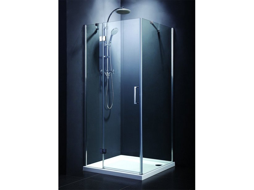 Cabine de douche d'angle Fantasy2 90x100 h190 porte pivotante et paroi latérale verre transparent 6 mm chromé