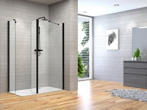 Paroi de douche à l'italienne Fantasy2 2 parois 70x80 cm h190 verre 6 mm transparent noir mat