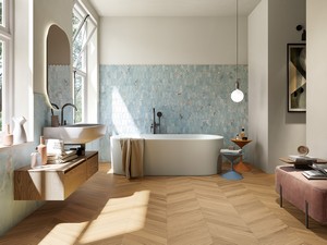 Finewood Chevron Honey 7.5x40.7 Stoneware Honey Oak Effect Tile