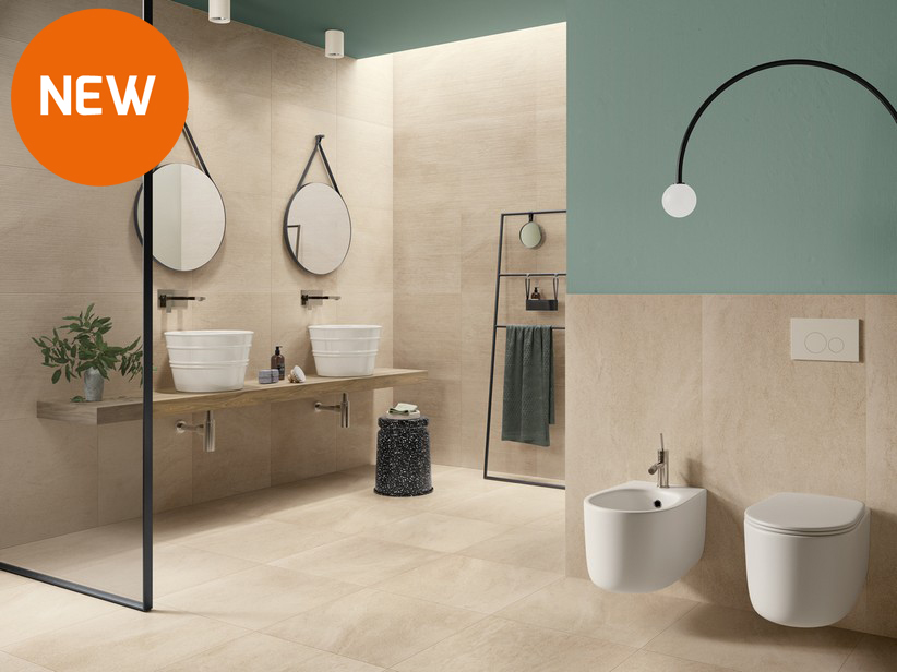 All Mass Stone Effect Rectified Bathroom Porcelain Tile - Geology