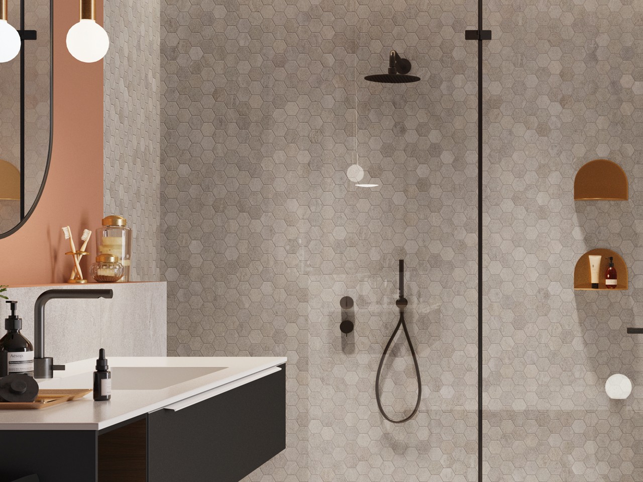 Mosaik Geology Grey 29x27 Feinsteinzeug durchgefärbt Steinoptik Grau