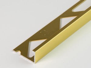 Global Floor Angular Profile In Shiny Aluminium Gold Finish Thickness 10mm Length 2,7M