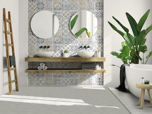 Badezimmer-Wandfliese aus Feinsteinzeug mit glänzender Majolikaoptik 25x25 - Salina