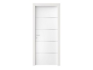 GROOVE HINGED DOOR 90XH210 cm LACQUERED WHITE WITH ALUMINUM STRIPS