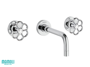 Ensemble robinets 3 trous pour lavabo mural Hipster chrome