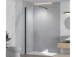 Hype Walk-In Fixed Panel cm 70 H195 6 mm Transp. Glass Matt Black Profiles
