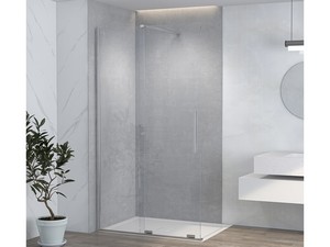 Paroi de douche à l'italienne Hype coulissante 90 cm H195 verre 6 mm transparent profilés chrome